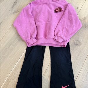 Nike Kids Pink Sweatshirt and Black Joggers Set